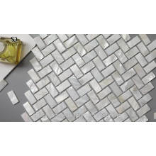 Hot-sale Natural White Herringbone Mosaic Tile Mother of Pearl Shell